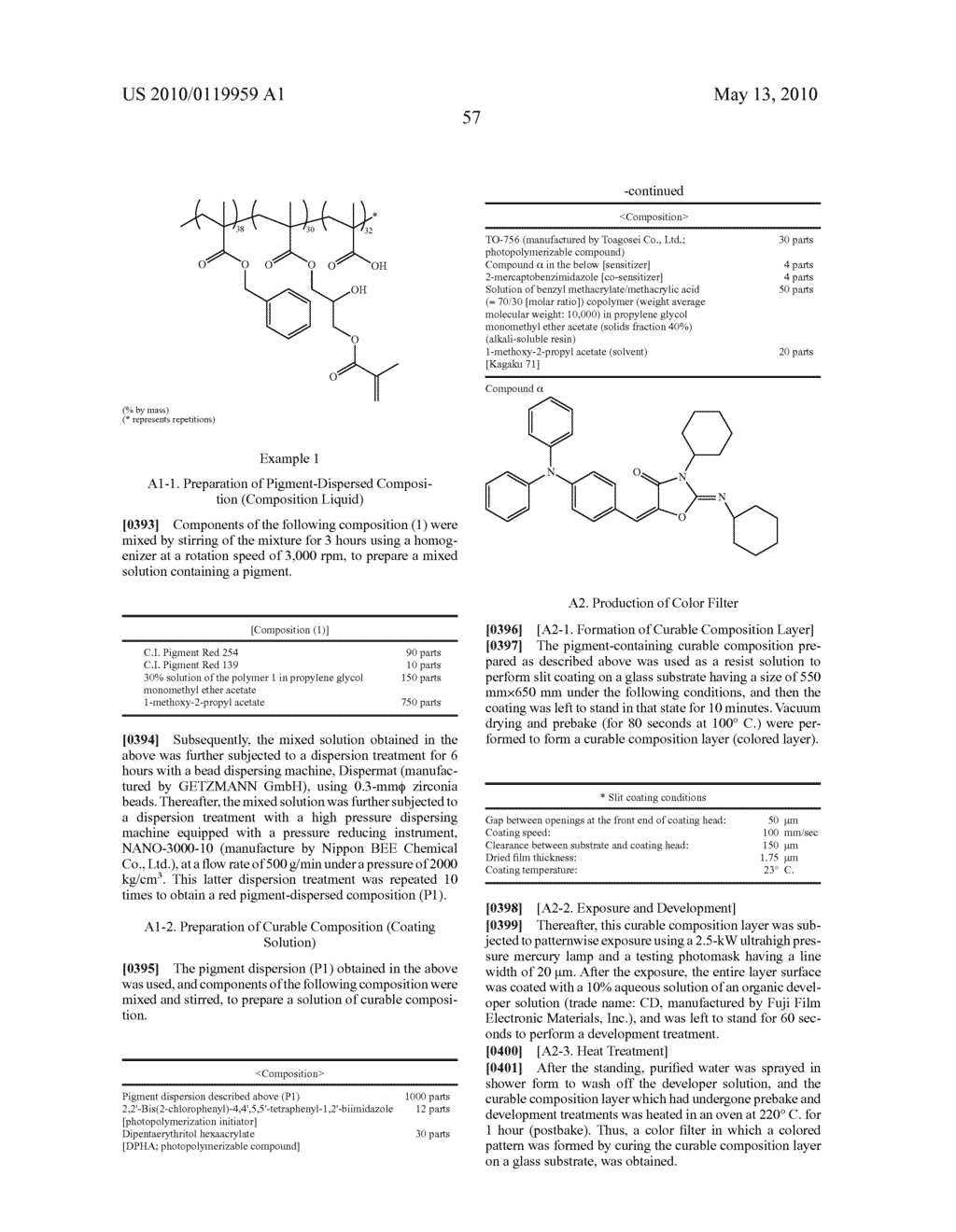 PIGMENT-DISPERSED COMPOSITION, CURABLE COMPOSITION, AND COLOR FILTER AND PRODUCTION METHOD THEREOF - diagram, schematic, and image 58