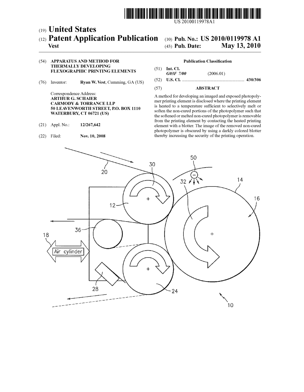 Apparatus and Method for Thermally Developing Flexographic Printing Elements - diagram, schematic, and image 01