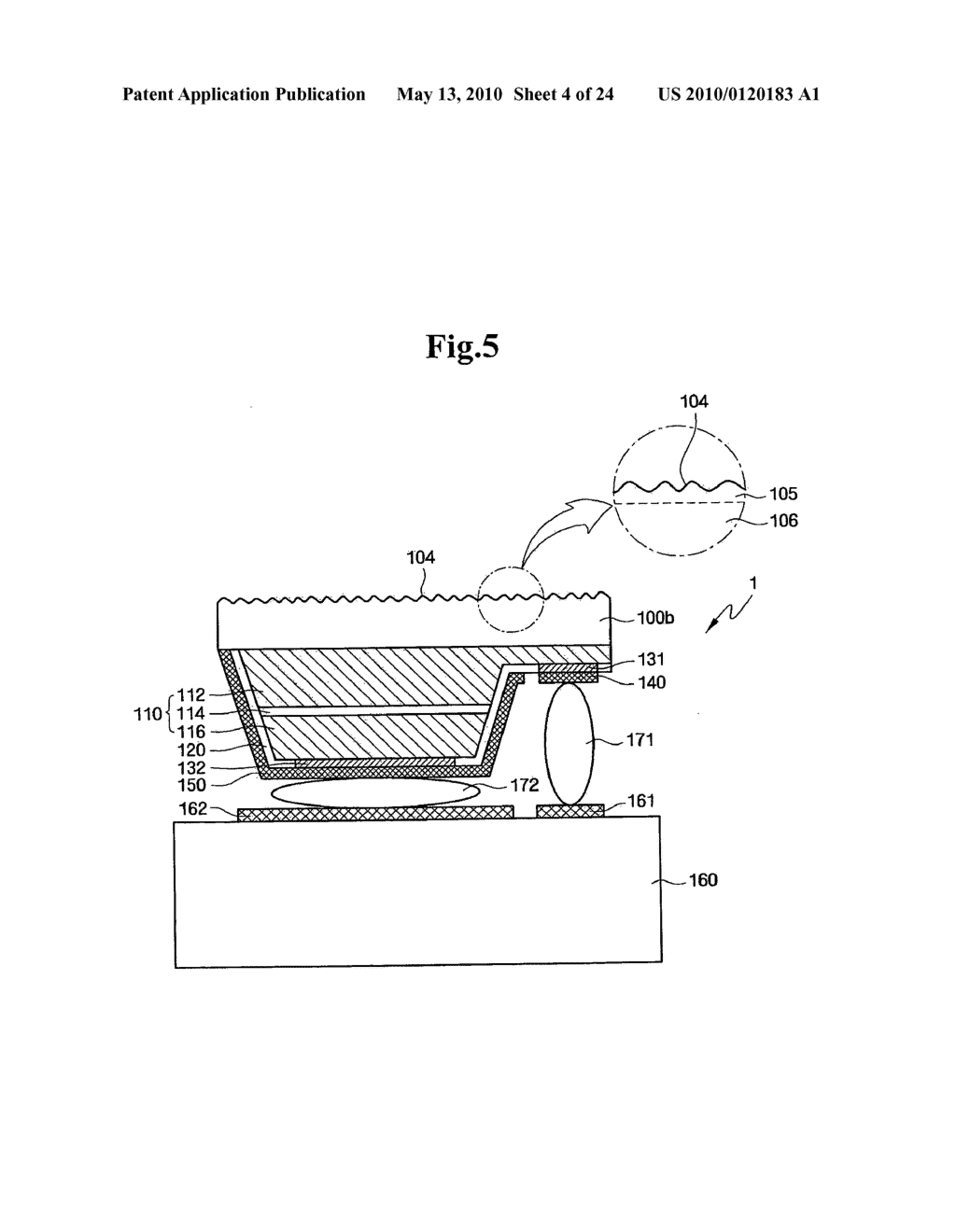 Method of fabricating light-emitting apparatus with improved light extraction efficiency and light-emitting apparatus fabricated using the method - diagram, schematic, and image 05