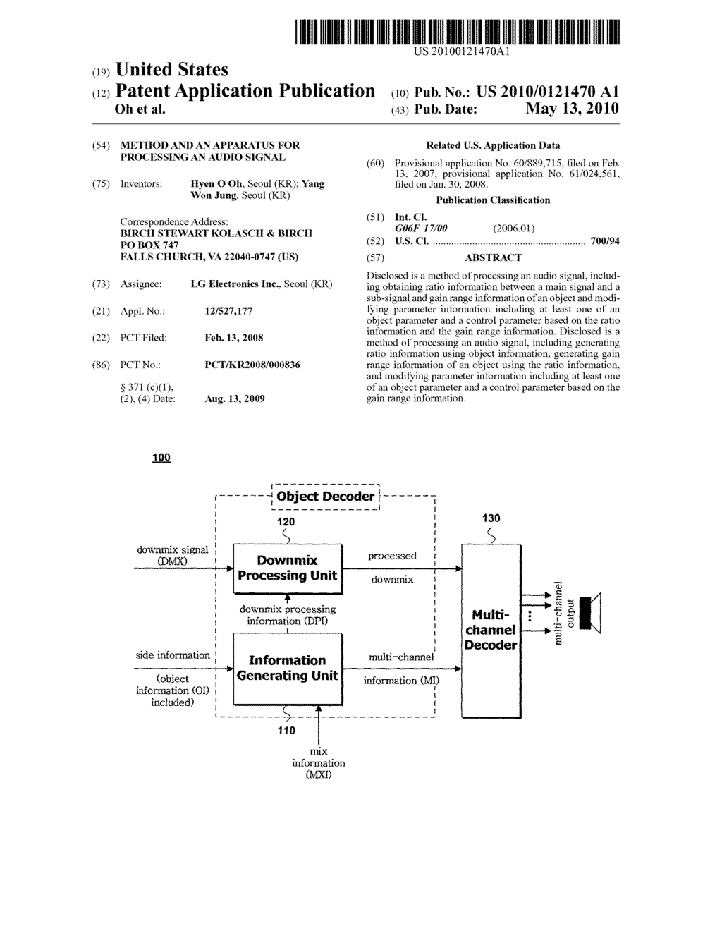 METHOD AND AN APPARATUS FOR PROCESSING AN AUDIO SIGNAL - diagram, schematic, and image 01