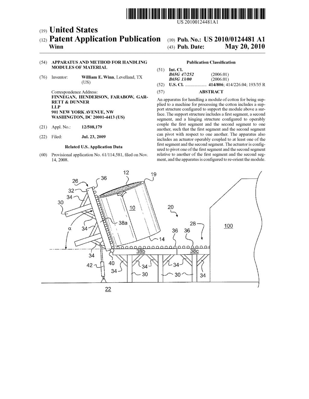 APPARATUS AND METHOD FOR HANDLING MODULES OF MATERIAL - diagram, schematic, and image 01