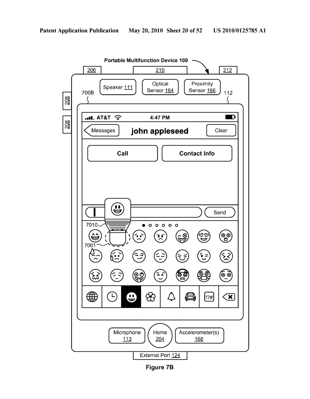 Portable Touch Screen Device, Method, and Graphical User Interface for Using Emoji Characters While in a Locked Mode - diagram, schematic, and image 21