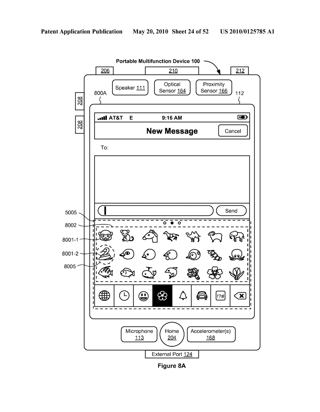 Portable Touch Screen Device, Method, and Graphical User Interface for Using Emoji Characters While in a Locked Mode - diagram, schematic, and image 25