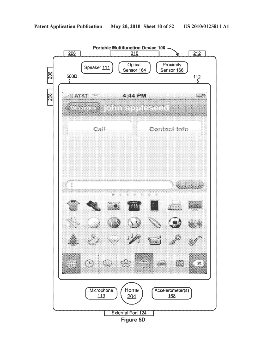 Portable Touch Screen Device, Method, and Graphical User Interface for Entering and Using Emoji Characters - diagram, schematic, and image 11