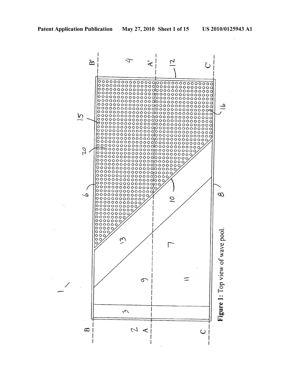 Method and apparatus for dampenning waves in a wave pool - diagram, schematic, and image 02