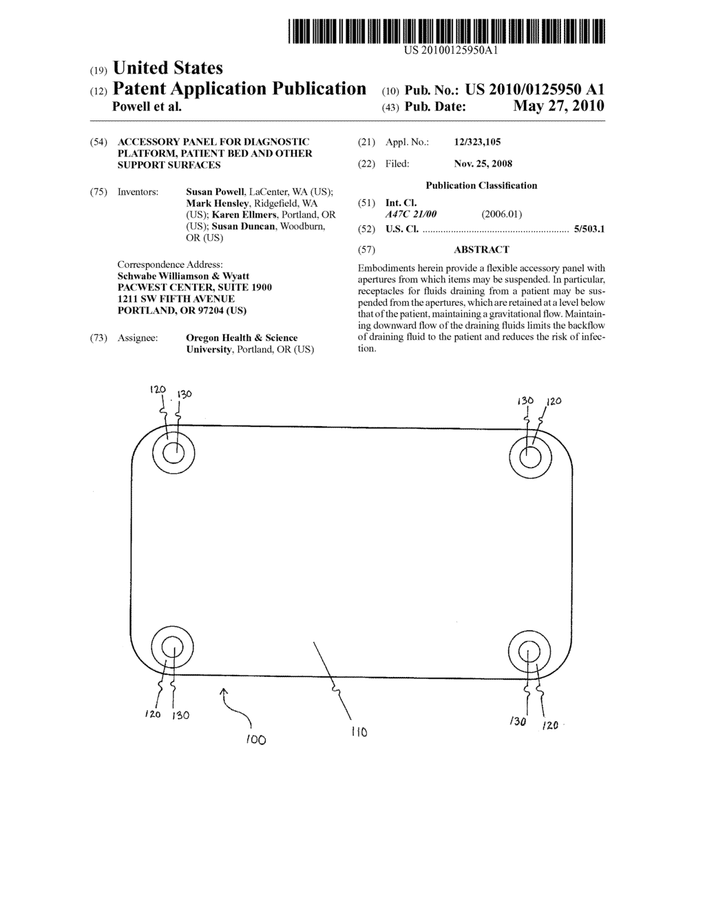 ACCESSORY PANEL FOR DIAGNOSTIC PLATFORM, PATIENT BED AND OTHER SUPPORT SURFACES - diagram, schematic, and image 01