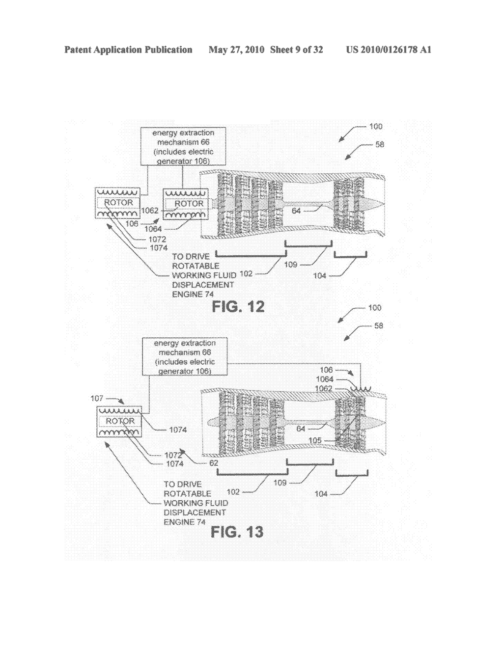 Hybrid propulsive engine including at least one independently rotatable turbine stator - diagram, schematic, and image 10