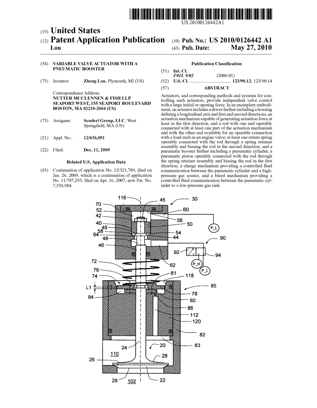 VARIABLE VALVE ACTUATOR WITH A PNEUMATIC BOOSTER - diagram, schematic, and image 01