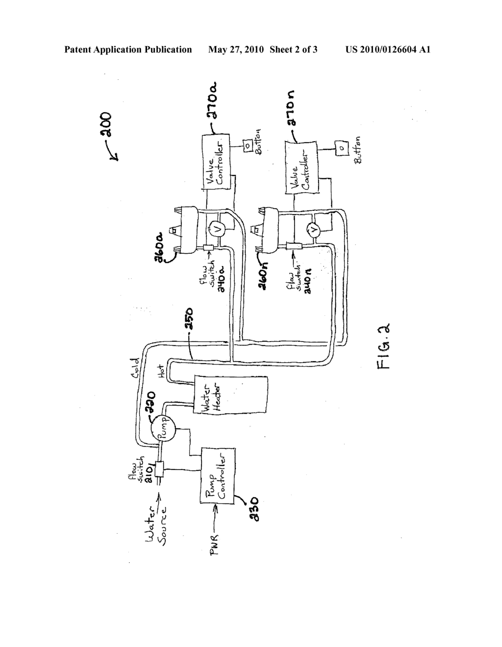 System and Method for On Demand Hot Water Distribution - diagram, schematic, and image 03