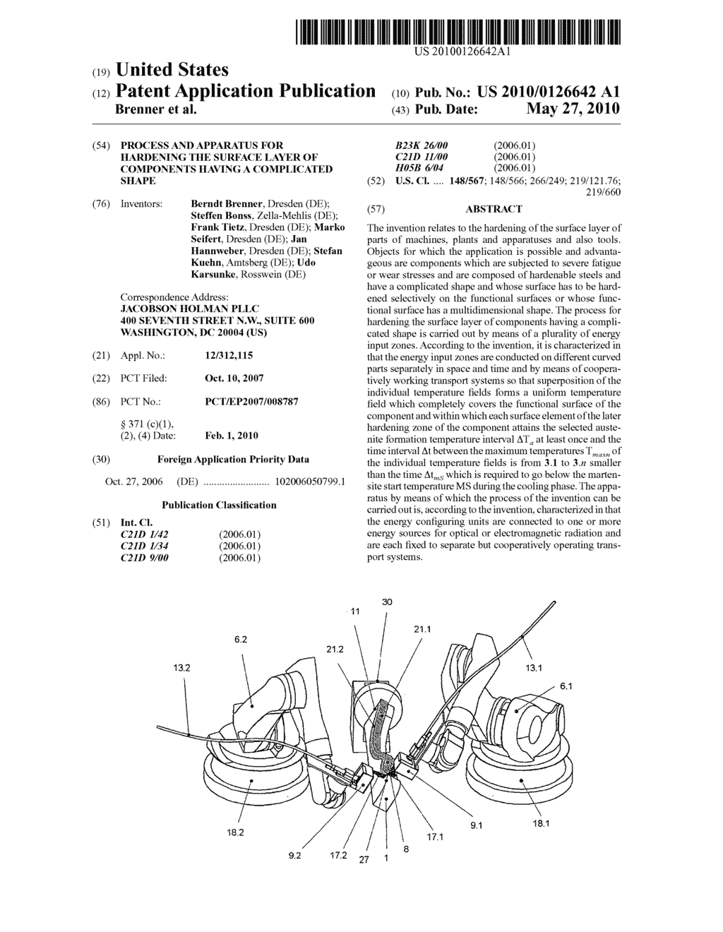 PROCESS AND APPARATUS FOR HARDENING THE SURFACE LAYER OF COMPONENTS HAVING A COMPLICATED SHAPE - diagram, schematic, and image 01