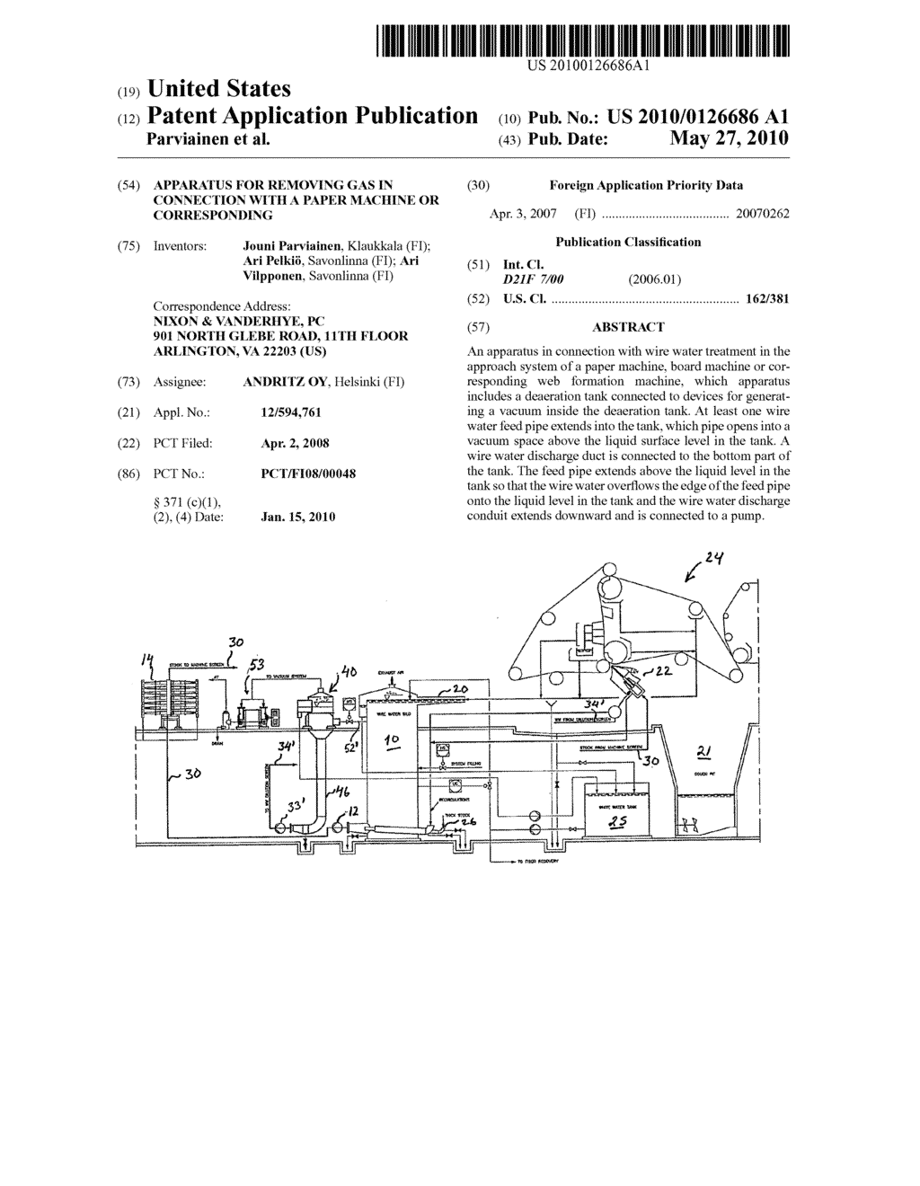 APPARATUS FOR REMOVING GAS IN CONNECTION WITH A PAPER MACHINE OR CORRESPONDING - diagram, schematic, and image 01