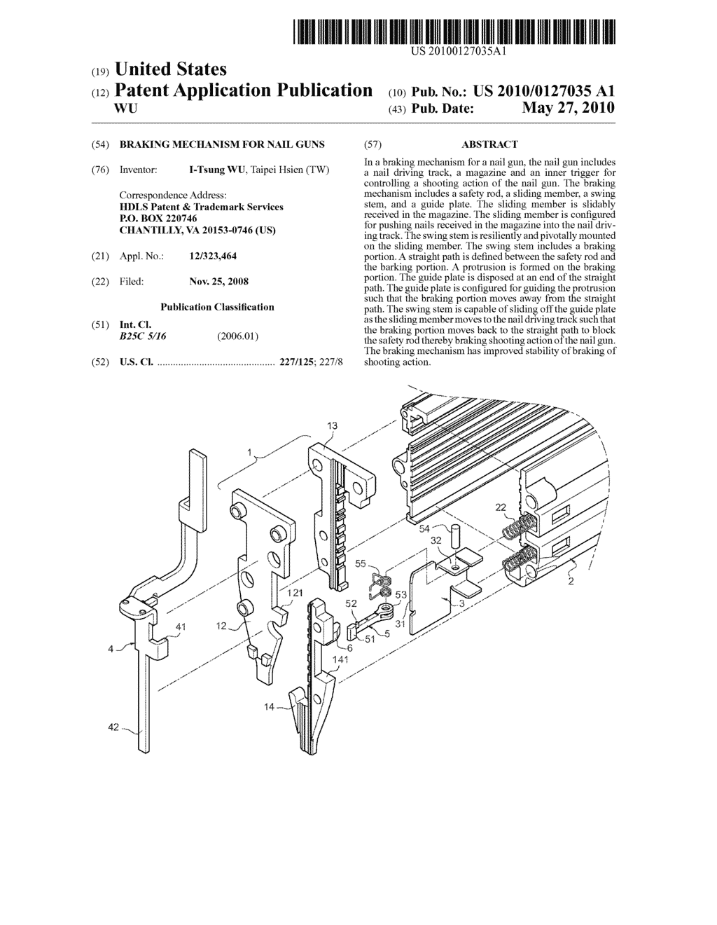 Braking Mechanism for Nail Guns - diagram, schematic, and image 01