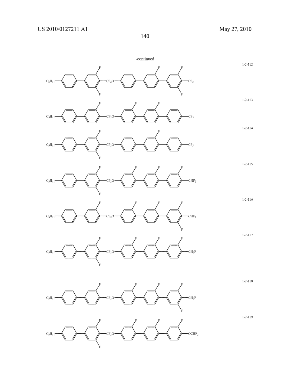 FIVE-RING LIQUID CRYSTAL COMPOUND HAVING CF20 BONDING GROUP, LIQUID CRYSTAL COMPOSITION, AND LIQUID CRYSTAL DISPLAY DEVICE - diagram, schematic, and image 141