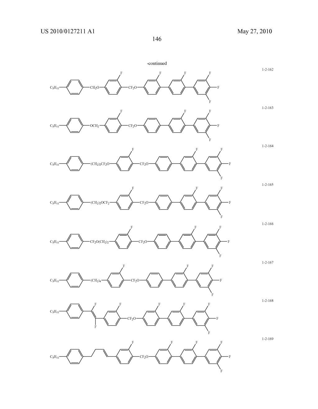 FIVE-RING LIQUID CRYSTAL COMPOUND HAVING CF20 BONDING GROUP, LIQUID CRYSTAL COMPOSITION, AND LIQUID CRYSTAL DISPLAY DEVICE - diagram, schematic, and image 147