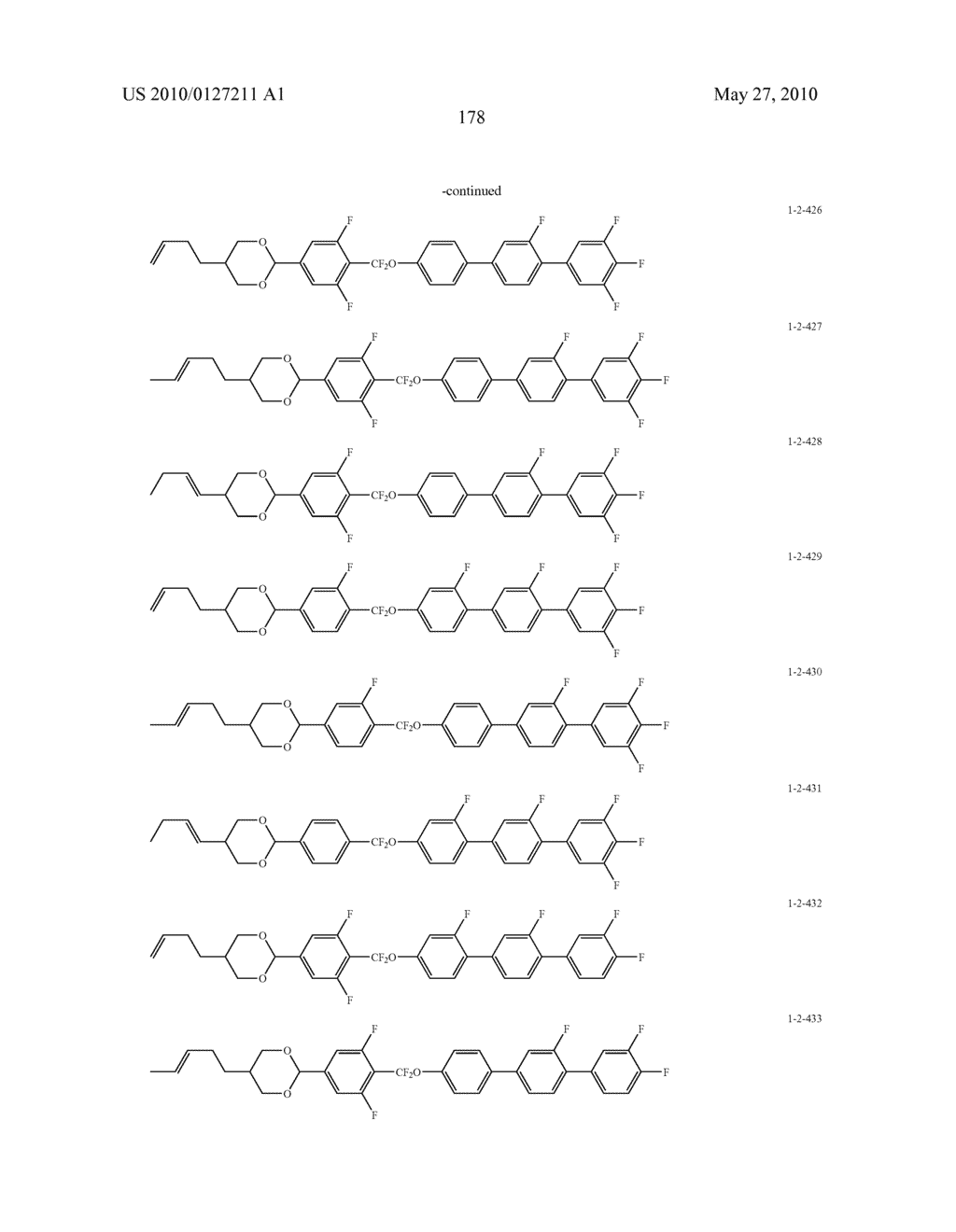 FIVE-RING LIQUID CRYSTAL COMPOUND HAVING CF20 BONDING GROUP, LIQUID CRYSTAL COMPOSITION, AND LIQUID CRYSTAL DISPLAY DEVICE - diagram, schematic, and image 179