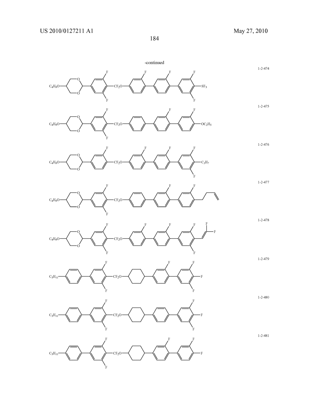 FIVE-RING LIQUID CRYSTAL COMPOUND HAVING CF20 BONDING GROUP, LIQUID CRYSTAL COMPOSITION, AND LIQUID CRYSTAL DISPLAY DEVICE - diagram, schematic, and image 185