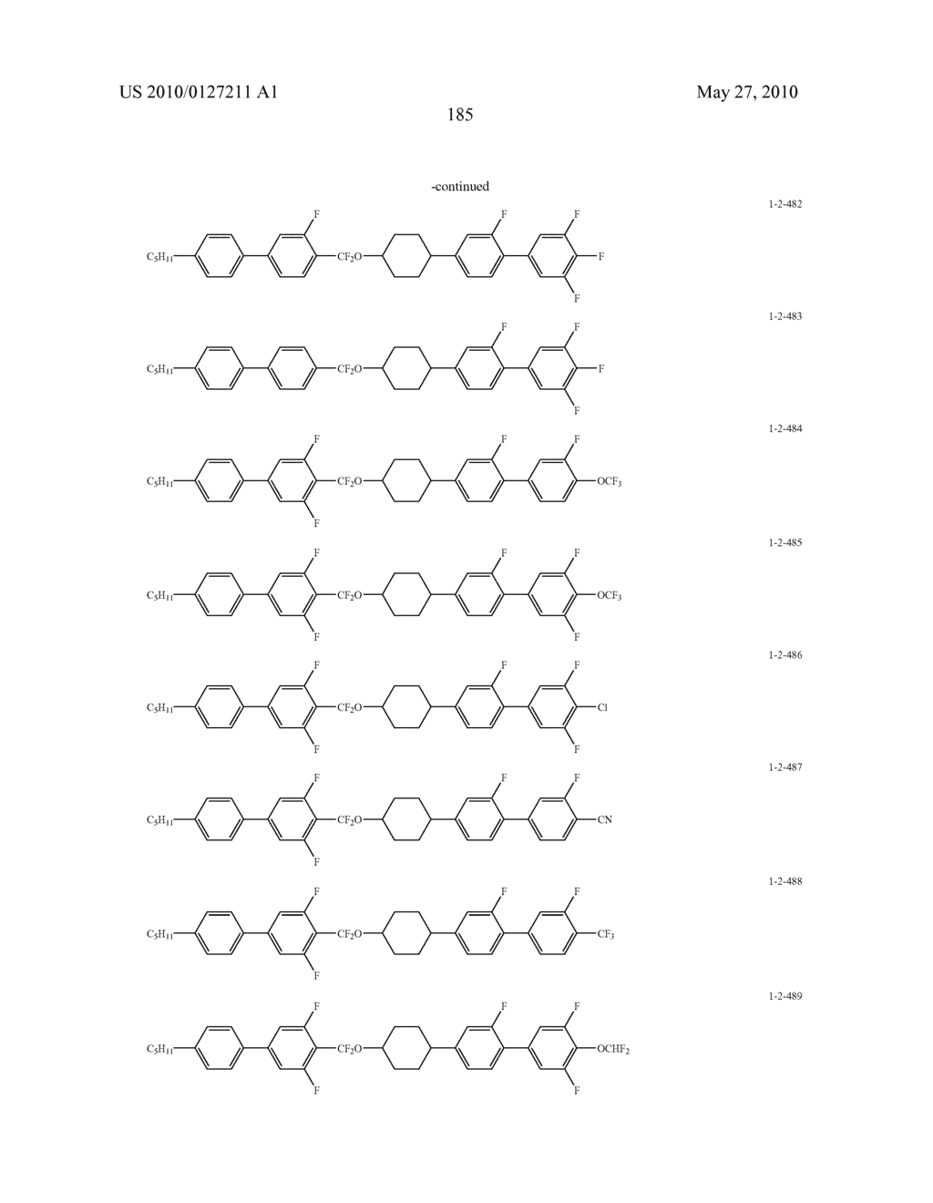 FIVE-RING LIQUID CRYSTAL COMPOUND HAVING CF20 BONDING GROUP, LIQUID CRYSTAL COMPOSITION, AND LIQUID CRYSTAL DISPLAY DEVICE - diagram, schematic, and image 186