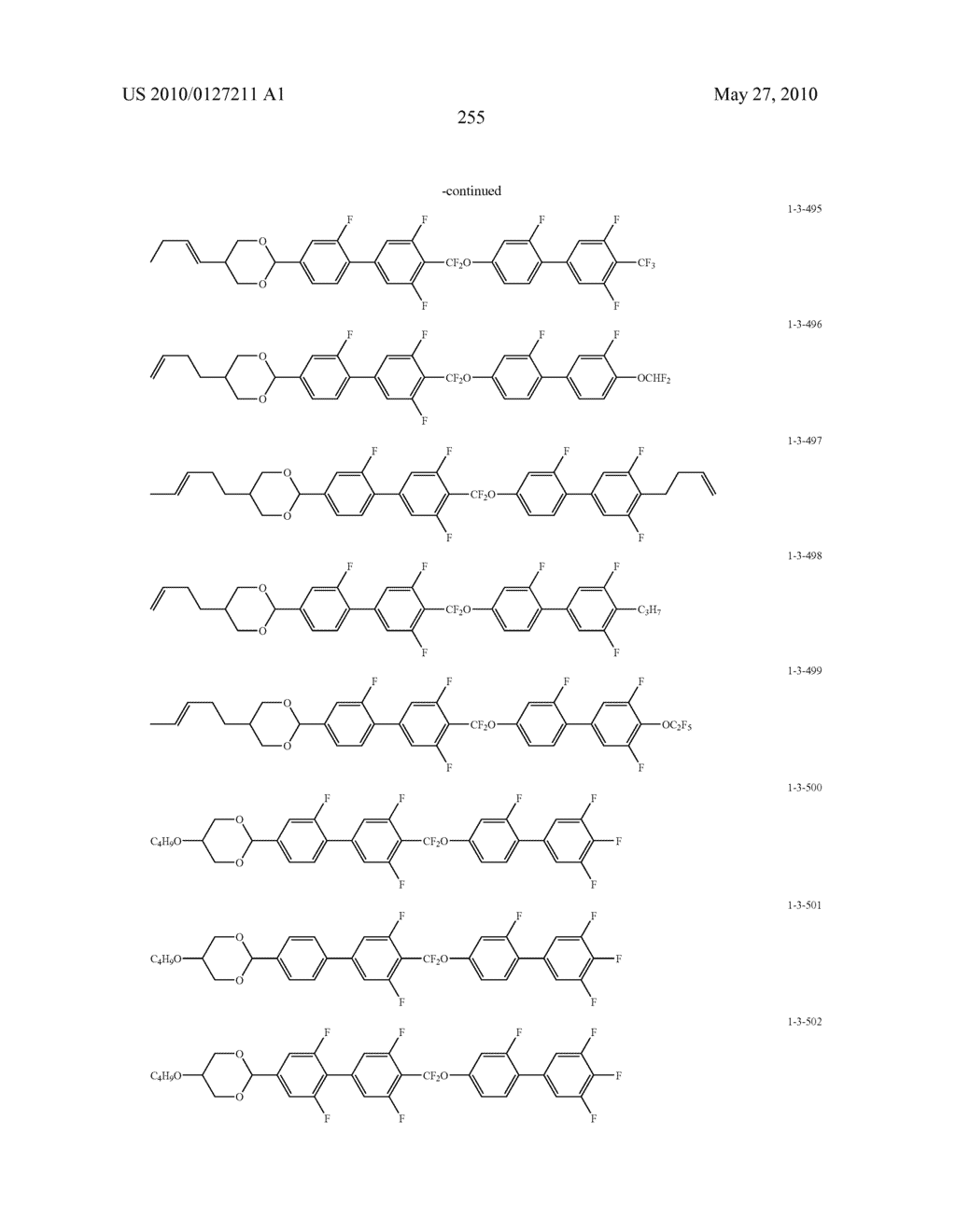 FIVE-RING LIQUID CRYSTAL COMPOUND HAVING CF20 BONDING GROUP, LIQUID CRYSTAL COMPOSITION, AND LIQUID CRYSTAL DISPLAY DEVICE - diagram, schematic, and image 256