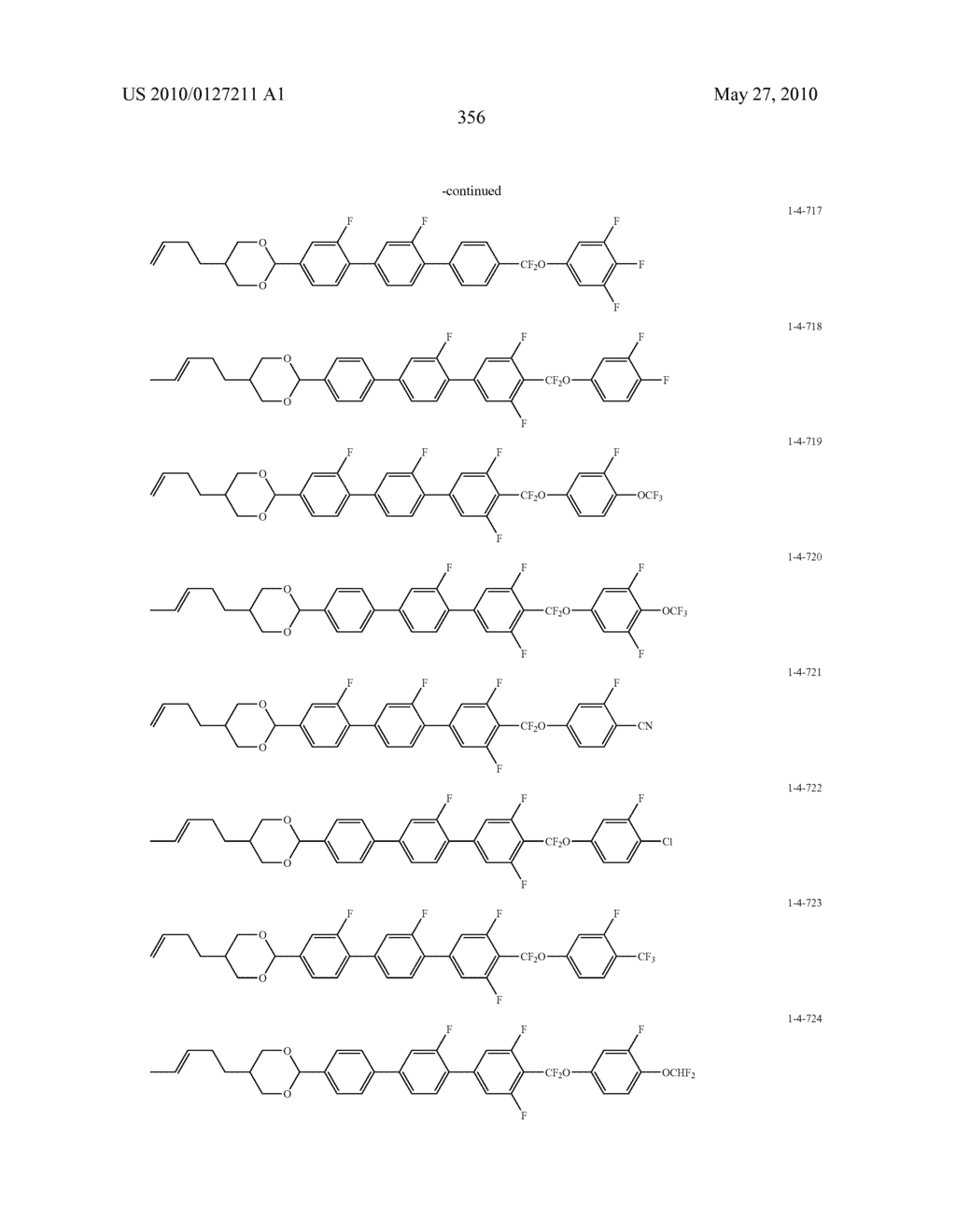 FIVE-RING LIQUID CRYSTAL COMPOUND HAVING CF20 BONDING GROUP, LIQUID CRYSTAL COMPOSITION, AND LIQUID CRYSTAL DISPLAY DEVICE - diagram, schematic, and image 357