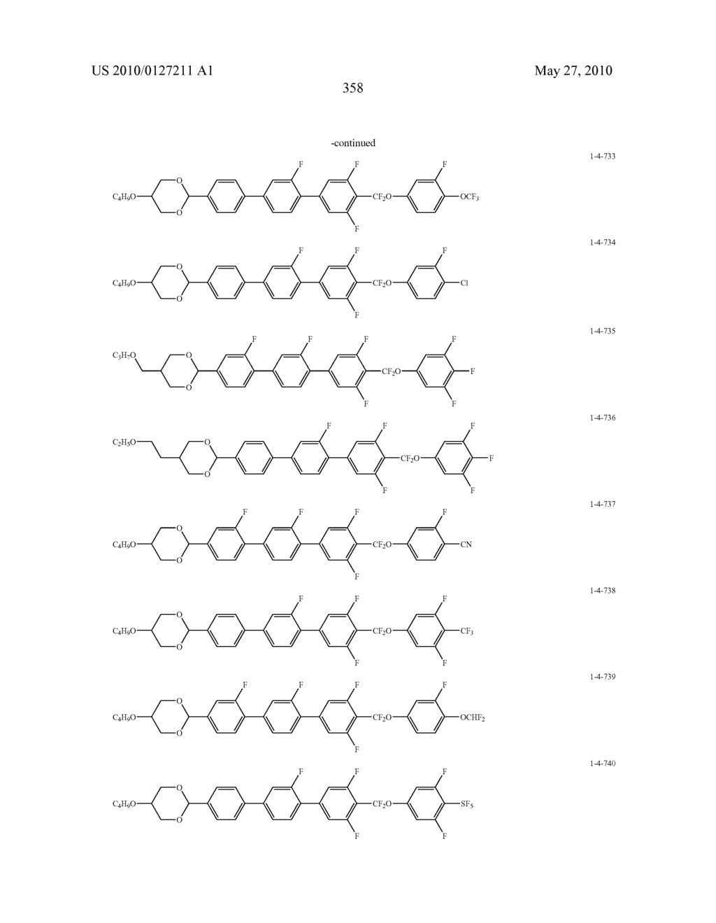 FIVE-RING LIQUID CRYSTAL COMPOUND HAVING CF20 BONDING GROUP, LIQUID CRYSTAL COMPOSITION, AND LIQUID CRYSTAL DISPLAY DEVICE - diagram, schematic, and image 359