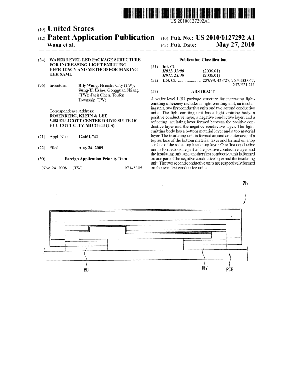 Wafer level led package structure for increasing light-emitting efficiency and method for making the same - diagram, schematic, and image 01