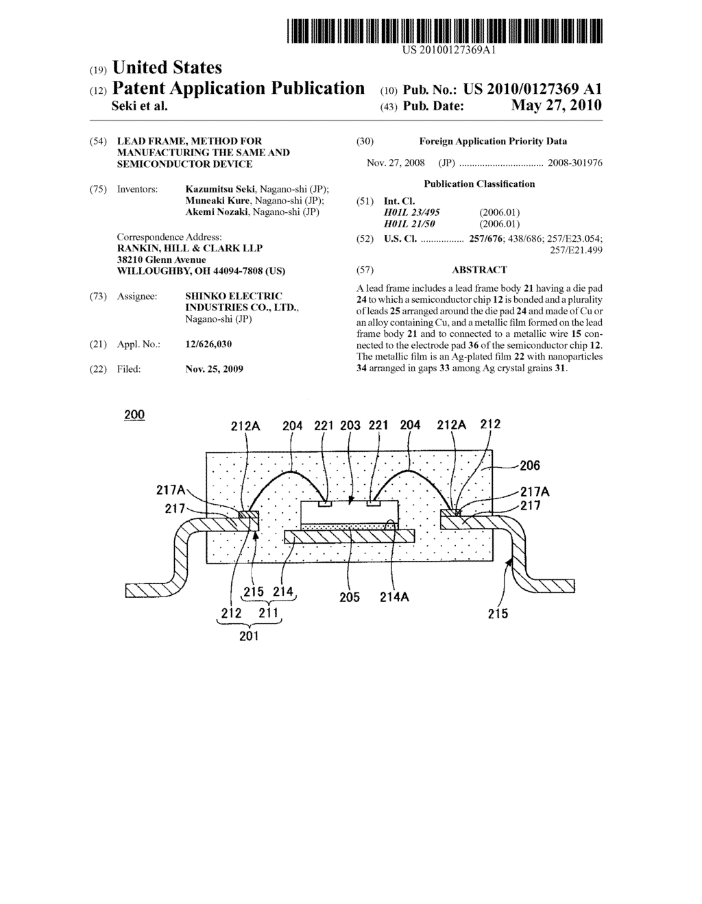 LEAD FRAME, METHOD FOR MANUFACTURING THE SAME AND SEMICONDUCTOR DEVICE - diagram, schematic, and image 01