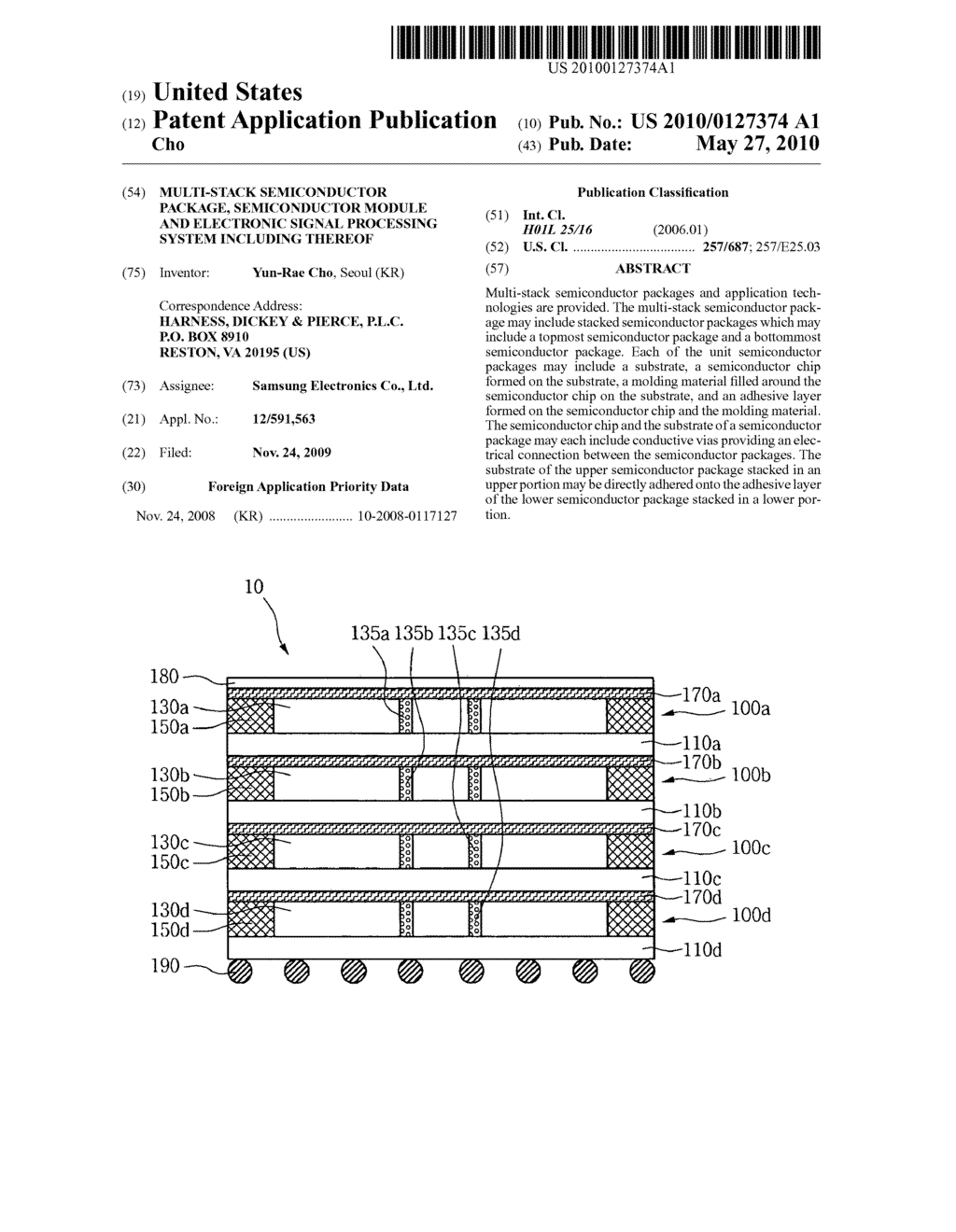 Multi-stack semiconductor package, semiconductor module and electronic signal processing system including thereof - diagram, schematic, and image 01