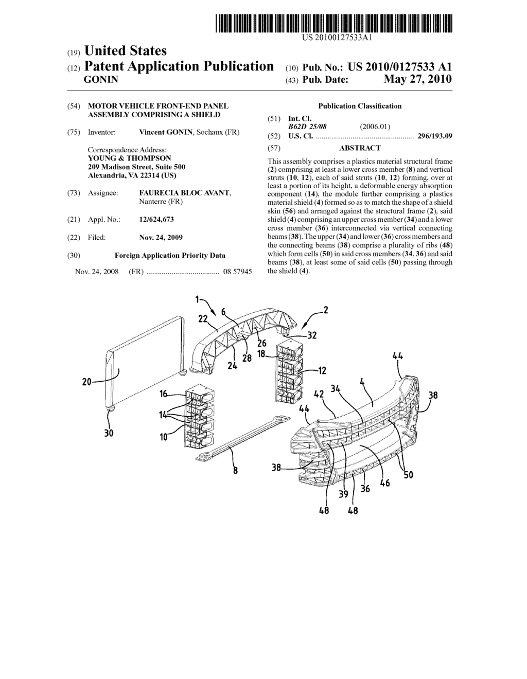 MOTOR VEHICLE FRONT-END PANEL ASSEMBLY COMPRISING A SHIELD - diagram, schematic, and image 01