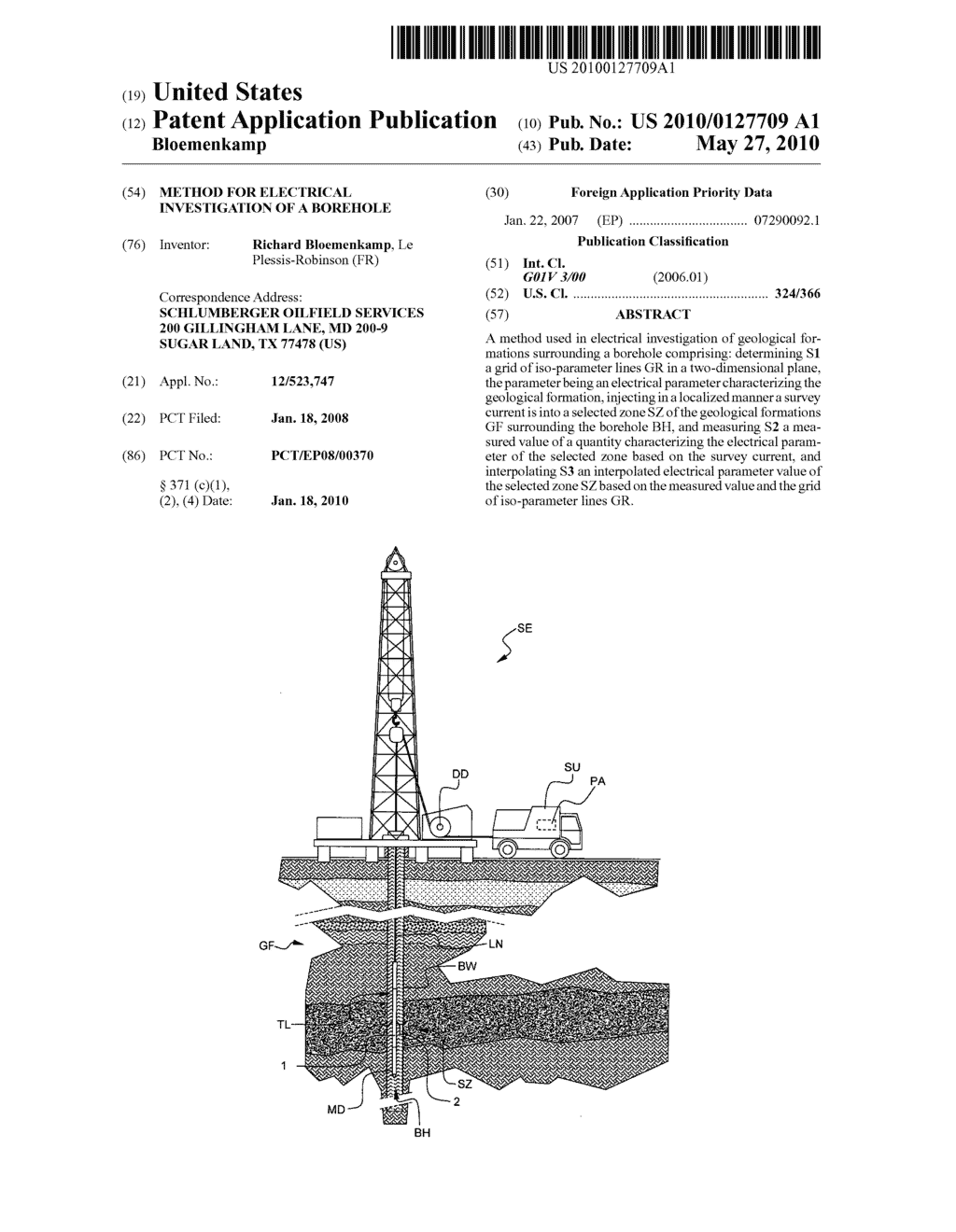 METHOD FOR ELECTRICAL INVESTIGATION OF A BOREHOLE - diagram, schematic, and image 01