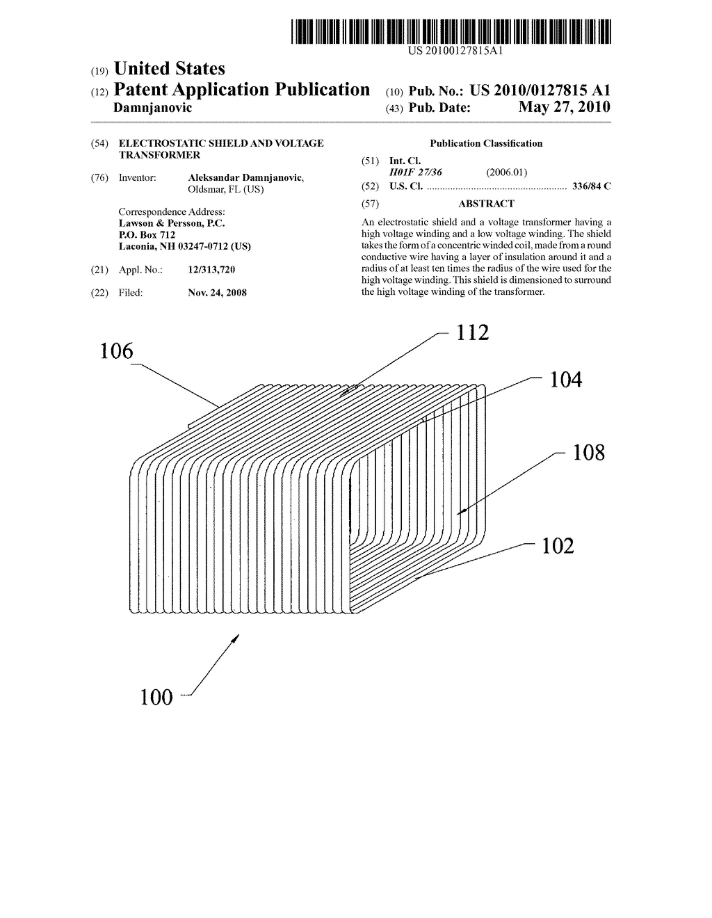 ELECTROSTATIC SHIELD AND VOLTAGE TRANSFORMER - diagram, schematic, and image 01