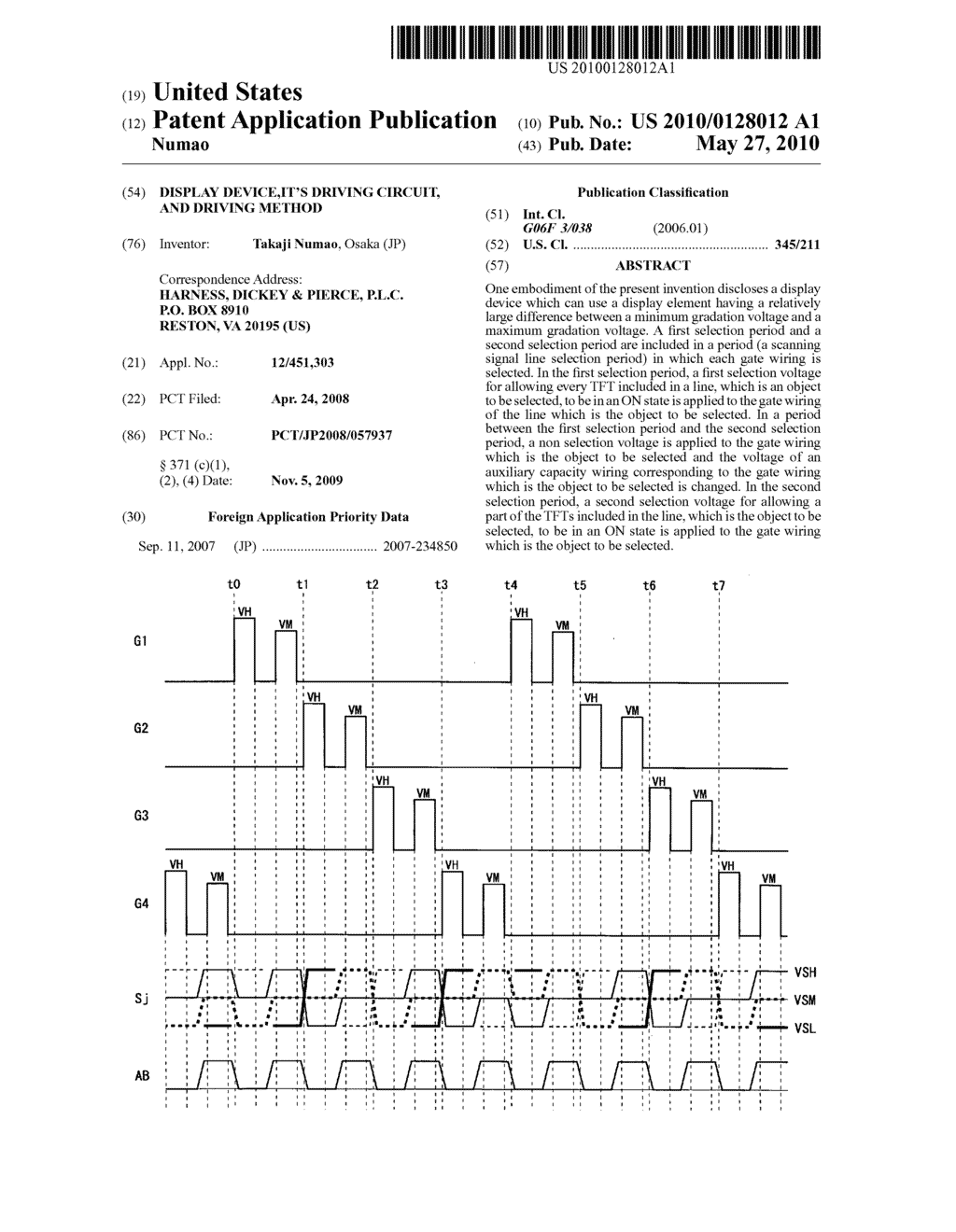 DISPLAY DEVICE,IT'S DRIVING CIRCUIT, AND DRIVING METHOD - diagram, schematic, and image 01