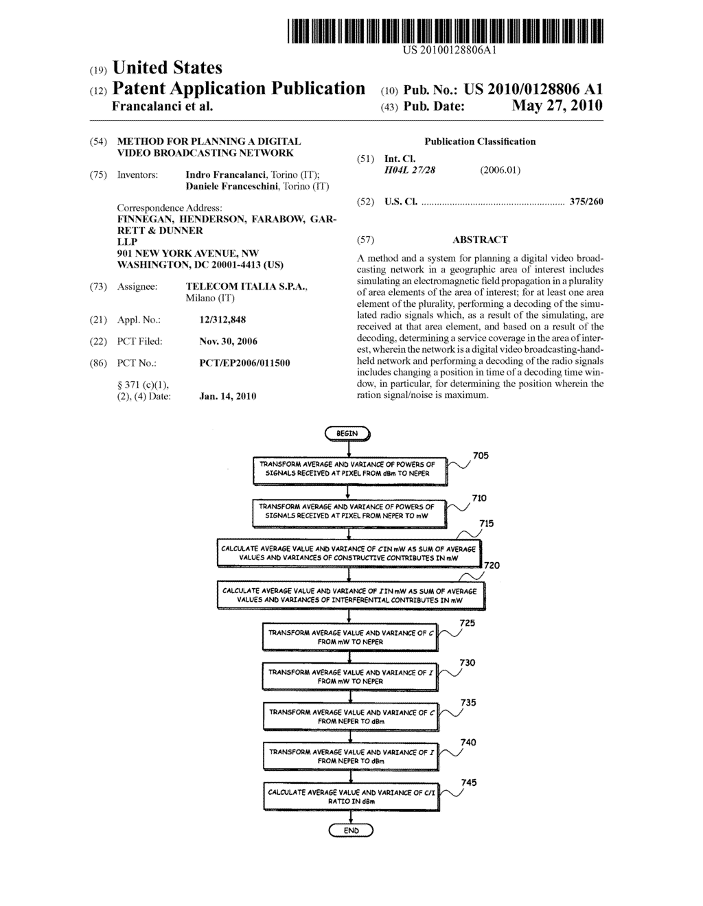 METHOD FOR PLANNING A DIGITAL VIDEO BROADCASTING NETWORK - diagram, schematic, and image 01