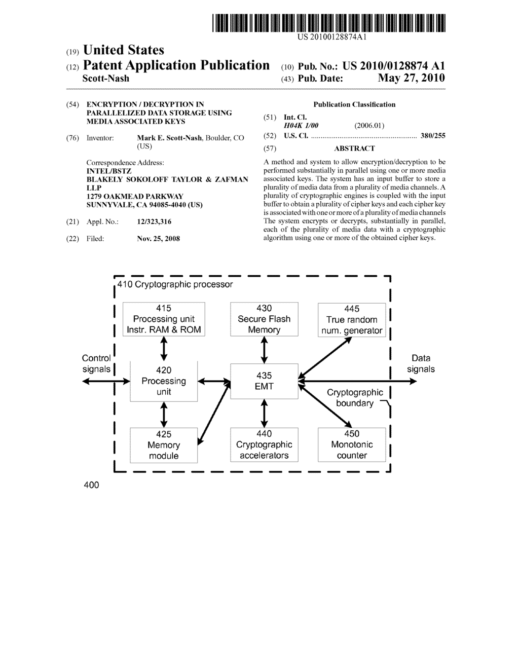 ENCRYPTION / DECRYPTION IN PARALLELIZED DATA STORAGE USING MEDIA ASSOCIATED KEYS - diagram, schematic, and image 01