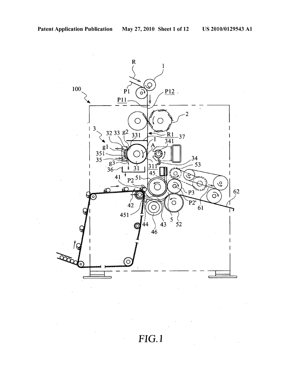 Gluing mechanism incorporating notched glue scraper for use in winding web material and method thereof - diagram, schematic, and image 02