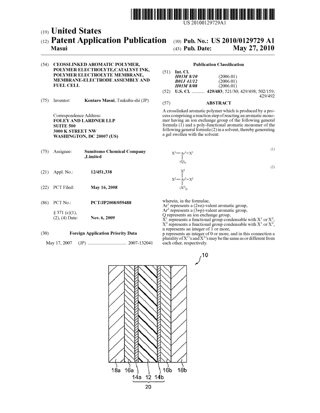 CEOSSLINKED AROMATIC POLYMER, POLYMER ELECTROLYTE,CATALYST INK, POLYMER ELECTROLYTE MEMBRANE, MEMBRANE-ELECTRODE ASSEMBLY AND FUEL CELL - diagram, schematic, and image 01