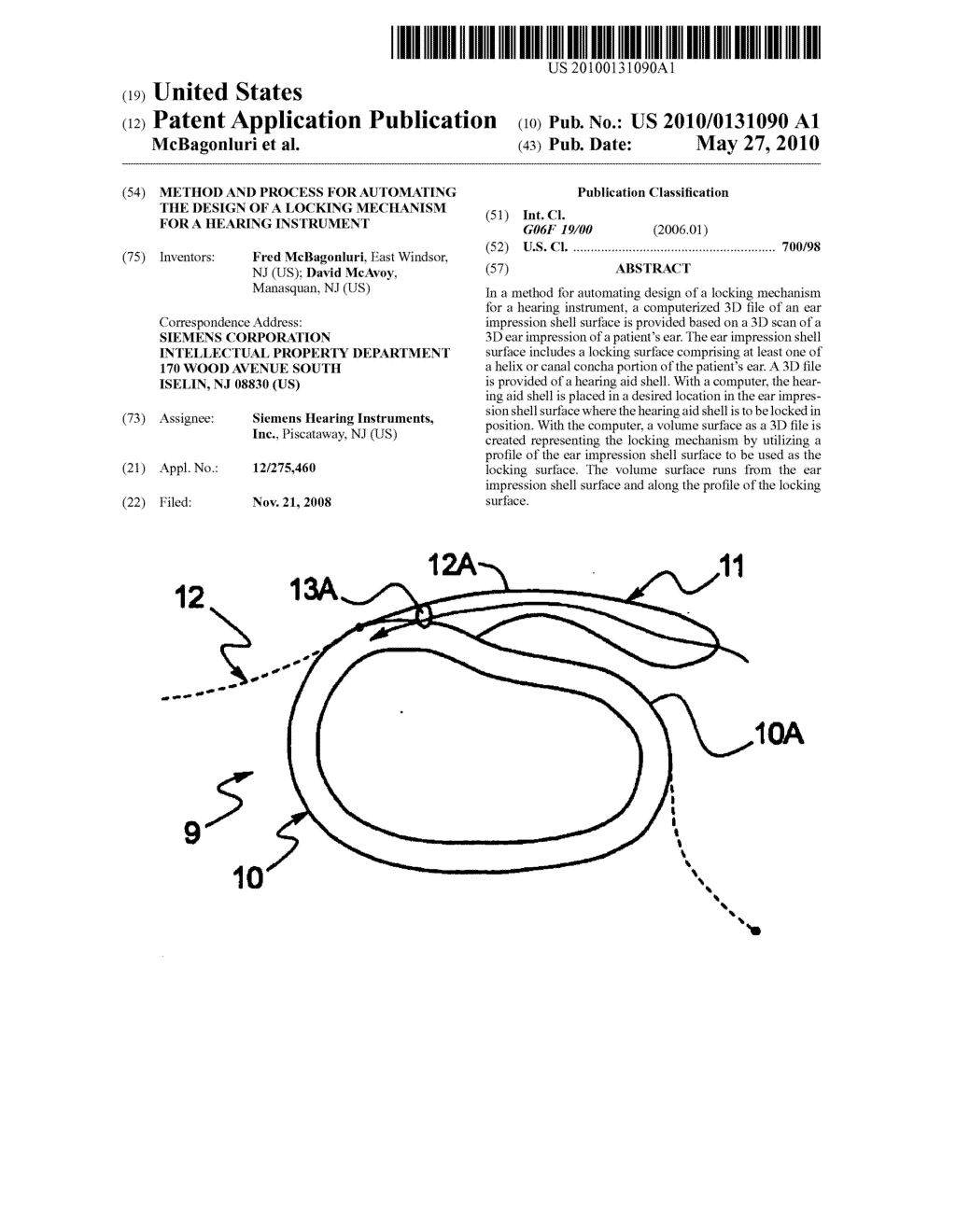 METHOD AND PROCESS FOR AUTOMATING THE DESIGN OF A LOCKING MECHANISM FOR A HEARING INSTRUMENT - diagram, schematic, and image 01