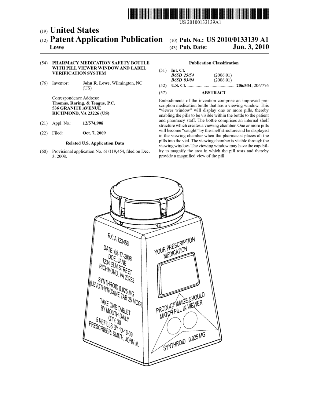 PHARMACY MEDICATION SAFETY BOTTLE WITH PILL VIEWER WINDOW AND LABEL VERIFICATION SYSTEM - diagram, schematic, and image 01