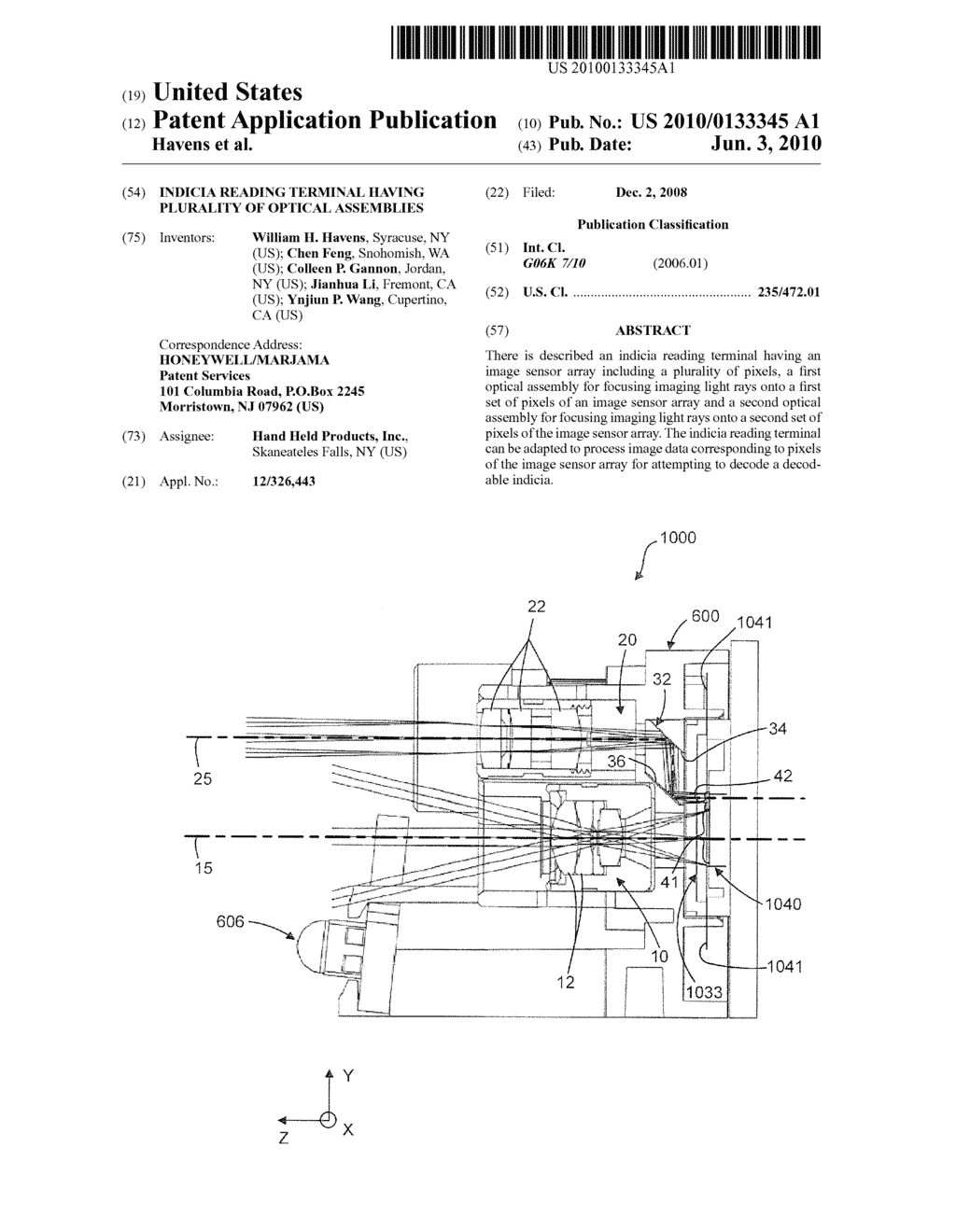 INDICIA READING TERMINAL HAVING PLURALITY OF OPTICAL ASSEMBLIES - diagram, schematic, and image 01