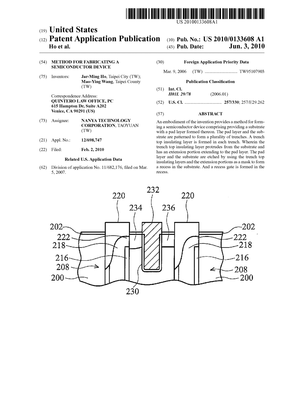 METHOD FOR FABRICATING A SEMICONDUCTOR DEVICE - diagram, schematic, and image 01