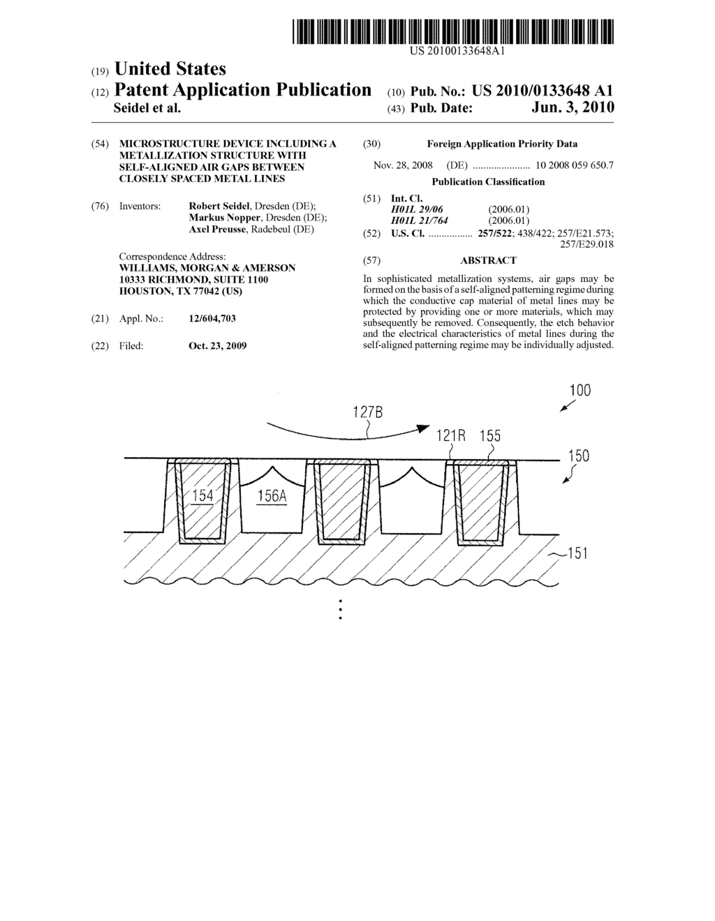 MICROSTRUCTURE DEVICE INCLUDING A METALLIZATION STRUCTURE WITH SELF-ALIGNED AIR GAPS BETWEEN CLOSELY SPACED METAL LINES - diagram, schematic, and image 01