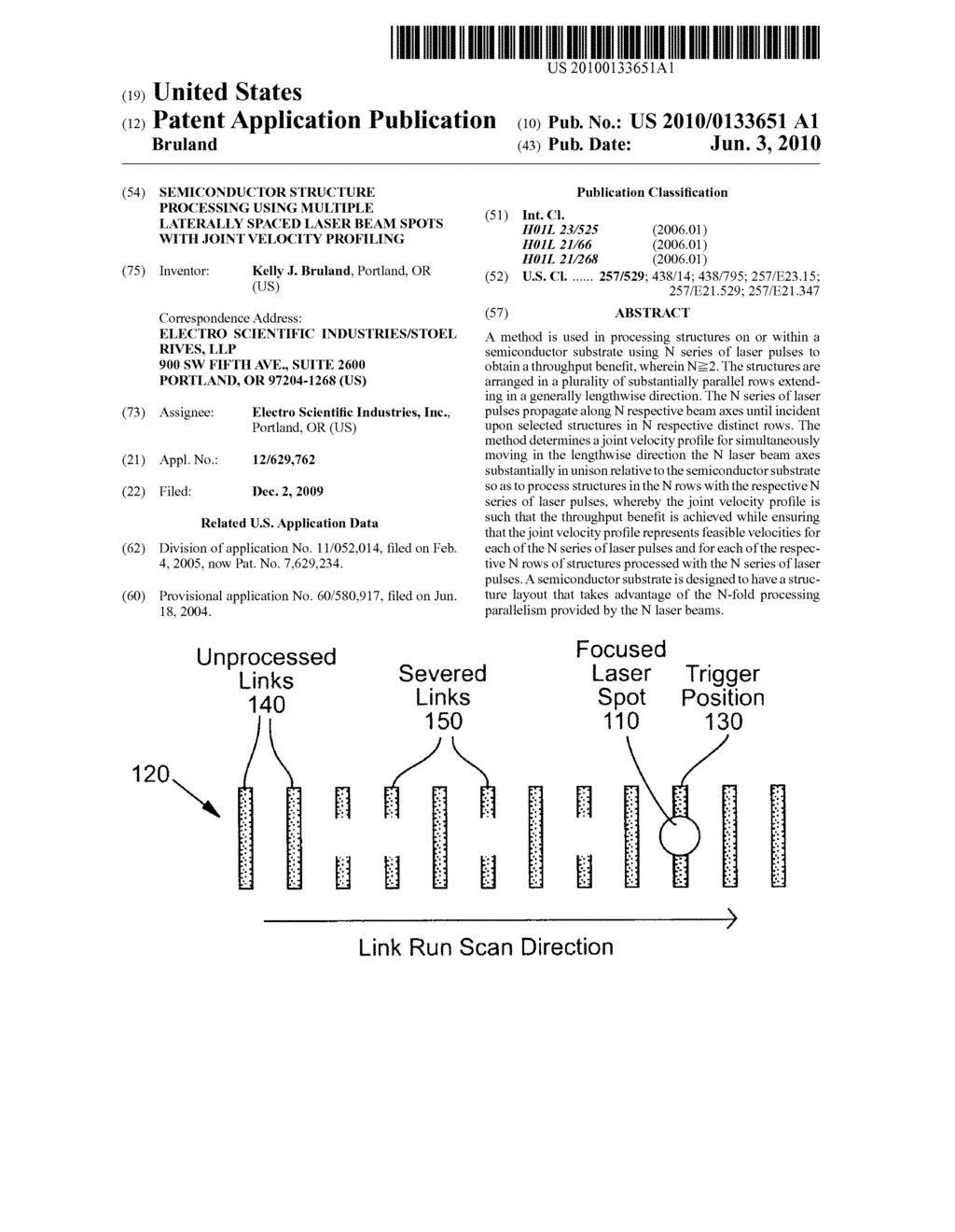 SEMICONDUCTOR STRUCTURE PROCESSING USING MULTIPLE LATERALLY SPACED LASER BEAM SPOTS WITH JOINT VELOCITY PROFILING - diagram, schematic, and image 01