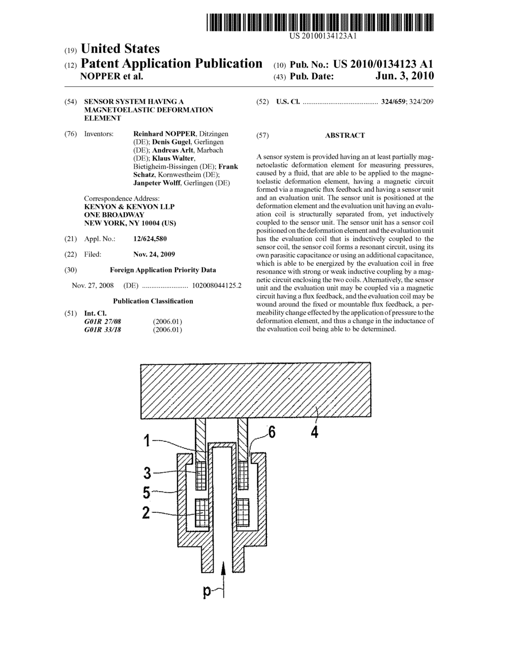 SENSOR SYSTEM HAVING A MAGNETOELASTIC DEFORMATION ELEMENT - diagram, schematic, and image 01