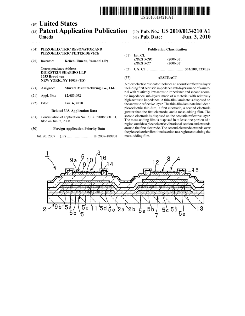 Piezoelectric Resonator and Piezoelectric Filter Device - diagram, schematic, and image 01