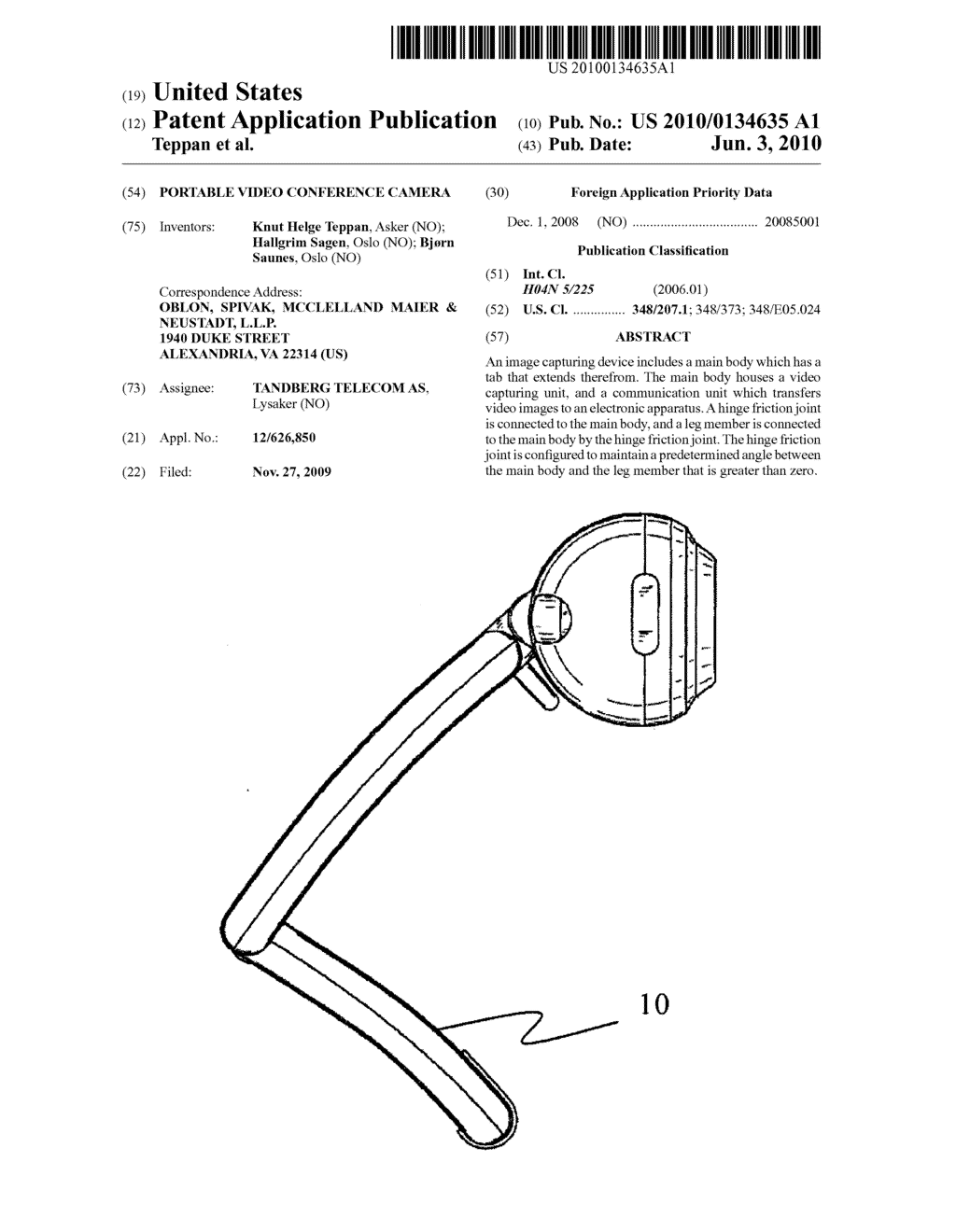 PORTABLE VIDEO CONFERENCE CAMERA - diagram, schematic, and image 01