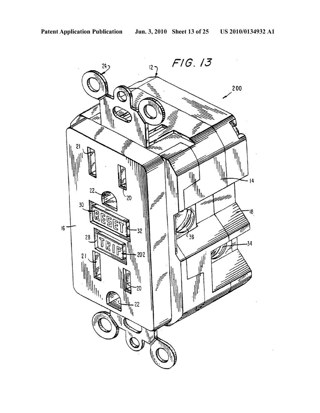 Circuit interrupting device with reset lockout and reverse wiring protection and method of manufacture - diagram, schematic, and image 14