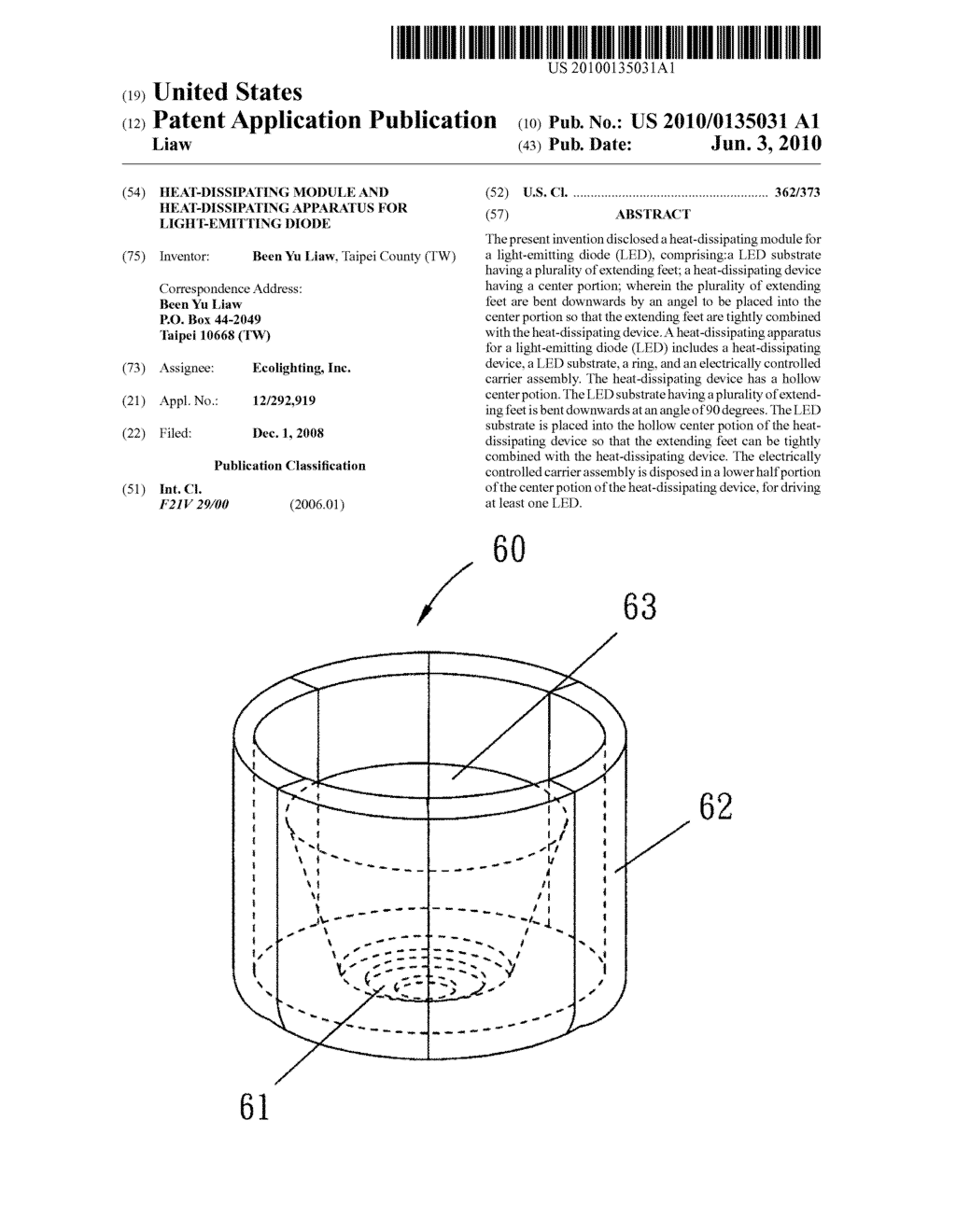 Heat-dissipating module and heat-dissipating apparatus for light-emitting diode - diagram, schematic, and image 01