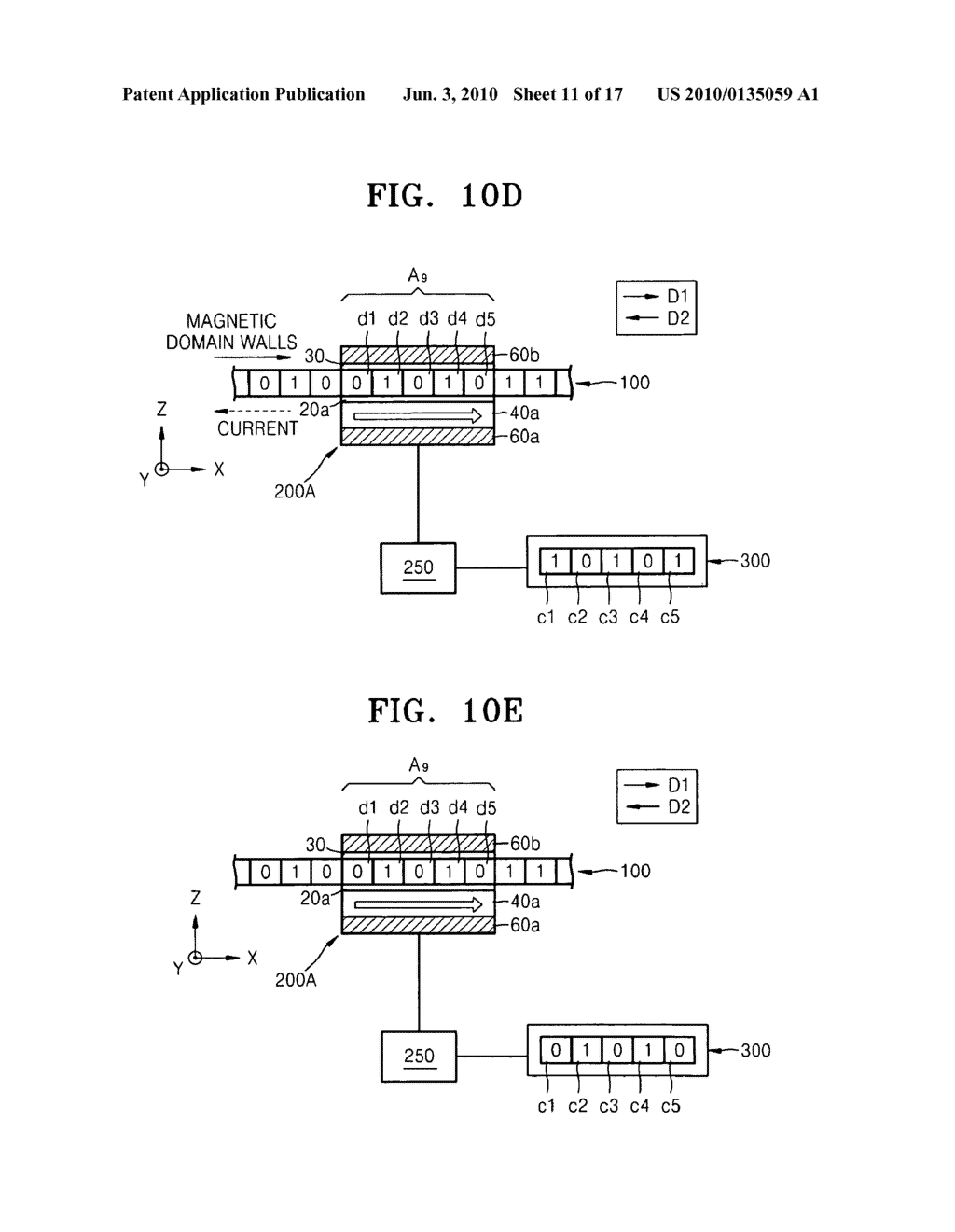 Information storage devices using magnetic domain wall movement and methods of operating the same - diagram, schematic, and image 12