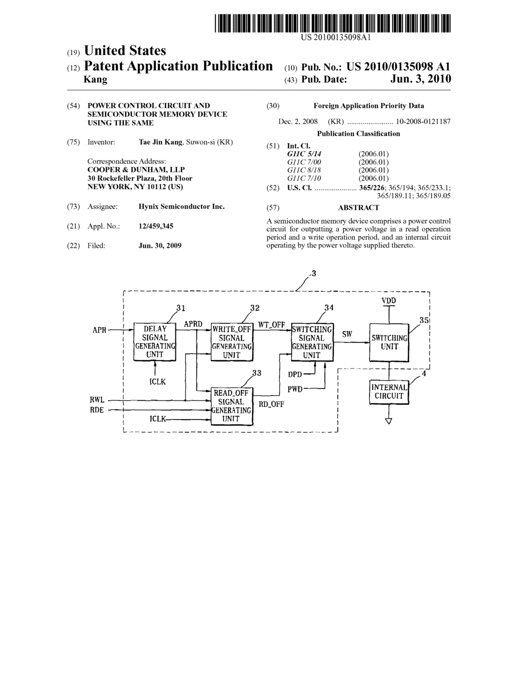 Power control circuit and semiconductor memory device using the same - diagram, schematic, and image 01