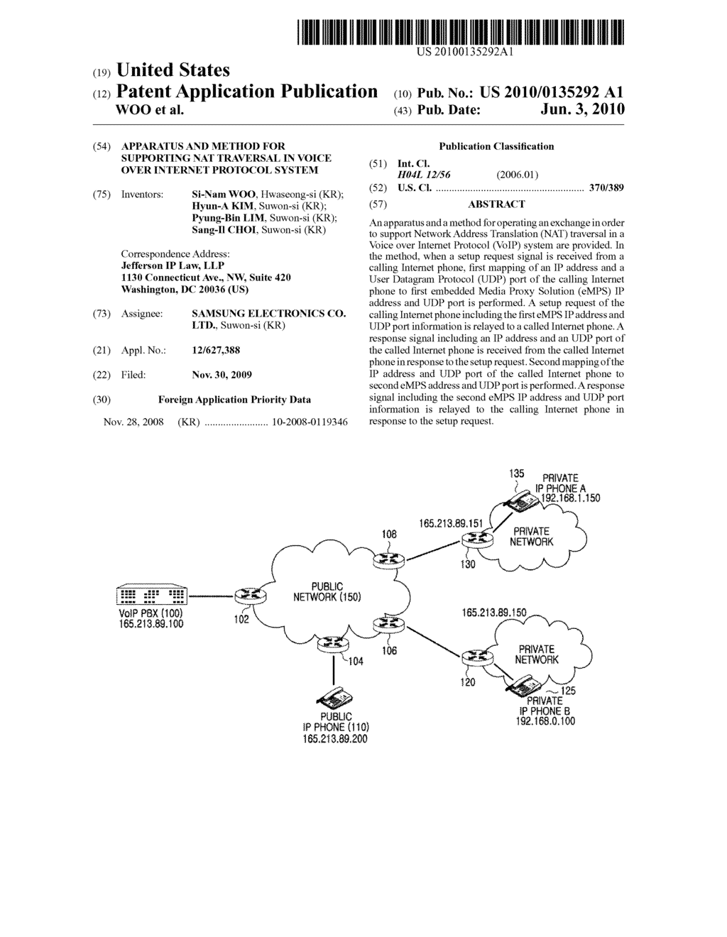 APPARATUS AND METHOD FOR SUPPORTING NAT TRAVERSAL IN VOICE OVER INTERNET PROTOCOL SYSTEM - diagram, schematic, and image 01