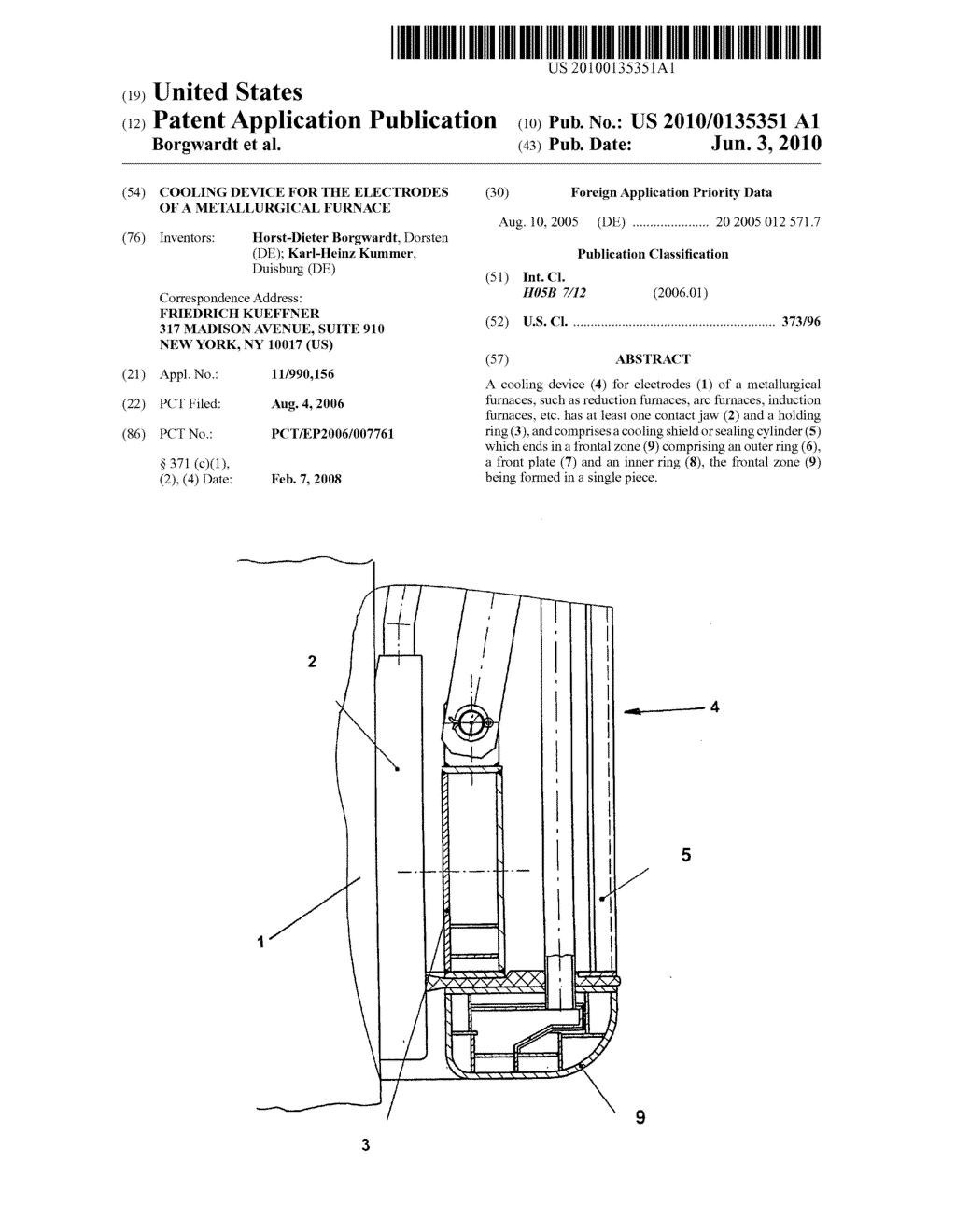 Cooling Device for the Electrodes of a Metallurgical Furnace - diagram, schematic, and image 01